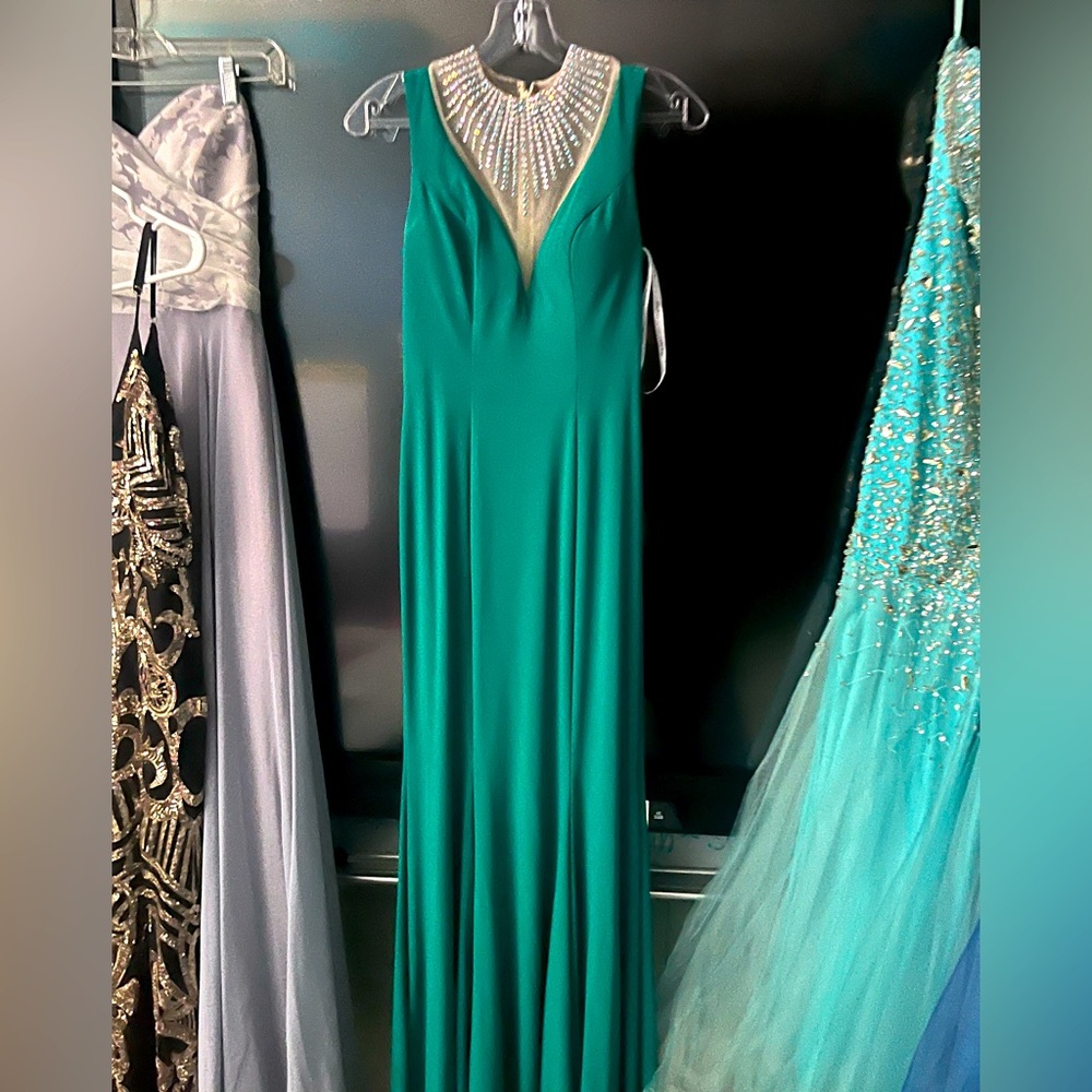 Long green, formal gown by studio 17